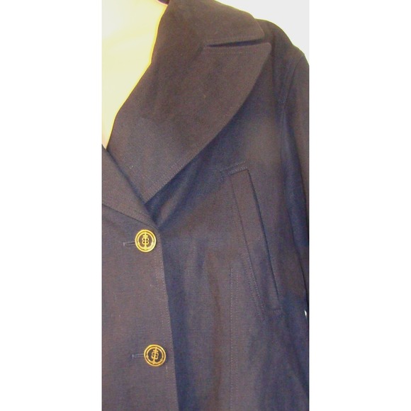 ESCADA SPORT WOMENS NAVY DOUBLE BREASTED GOLD BUTTON PEA COAT JACKET LARGE  D151 - Picture 8 of 10